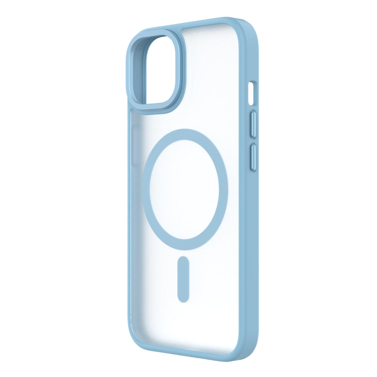 Hybrid Soft + Snap - Apple iPhone 14, iPhone 13 Case MagSafe Compatible - Clear Baby Blue, Angled Rear View Frosted Back Without Phone
