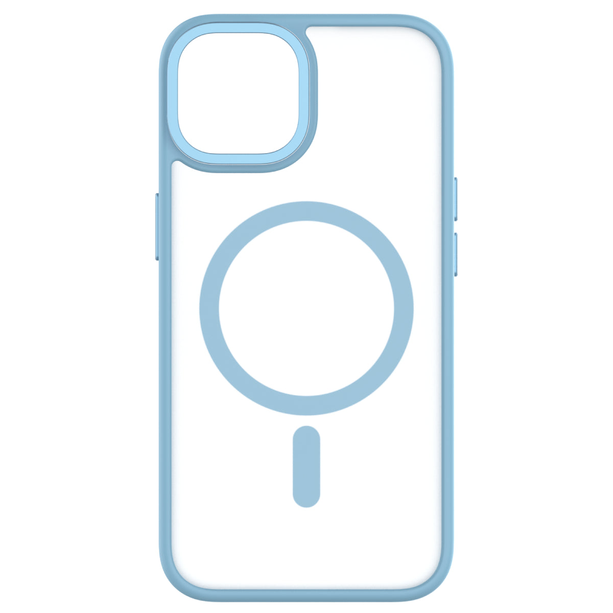 Hybrid Soft + Snap - Apple iPhone 14, iPhone 13 Case MagSafe Compatible - Clear Baby Blue, Rear View Frosted Back Without Phone
