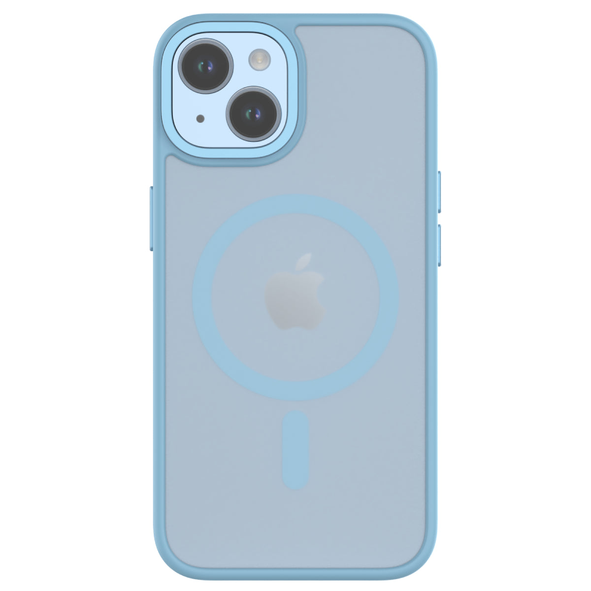 Hybrid Soft + Snap - Apple iPhone 14, iPhone 13 Case MagSafe Compatible - Clear Baby Blue, Rear View Frosted Back with Phone