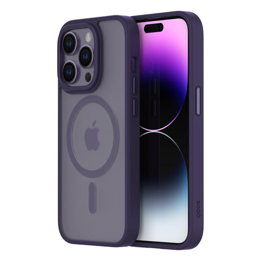 Hybrid Soft + Snap - iPhone 14 Pro Case MagSafe Compatible - Clear / Deep Purple