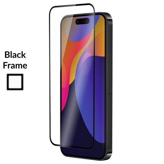 OptiGuard Eco Glass Plus - Apple iPhone 15 Pro Max Screen Protector - Clear, Left Angled Front View with Screen Protector applied on the Display of the Phone.