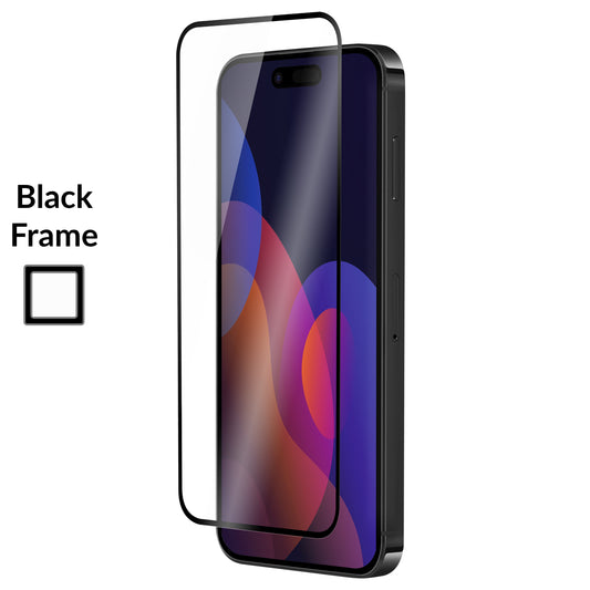 OptiGuard Eco Glass Plus - Apple iPhone 15 Pro Screen Protector - Clear, Left Angled Front View with Screen Protector applied on the Display of the Phone.