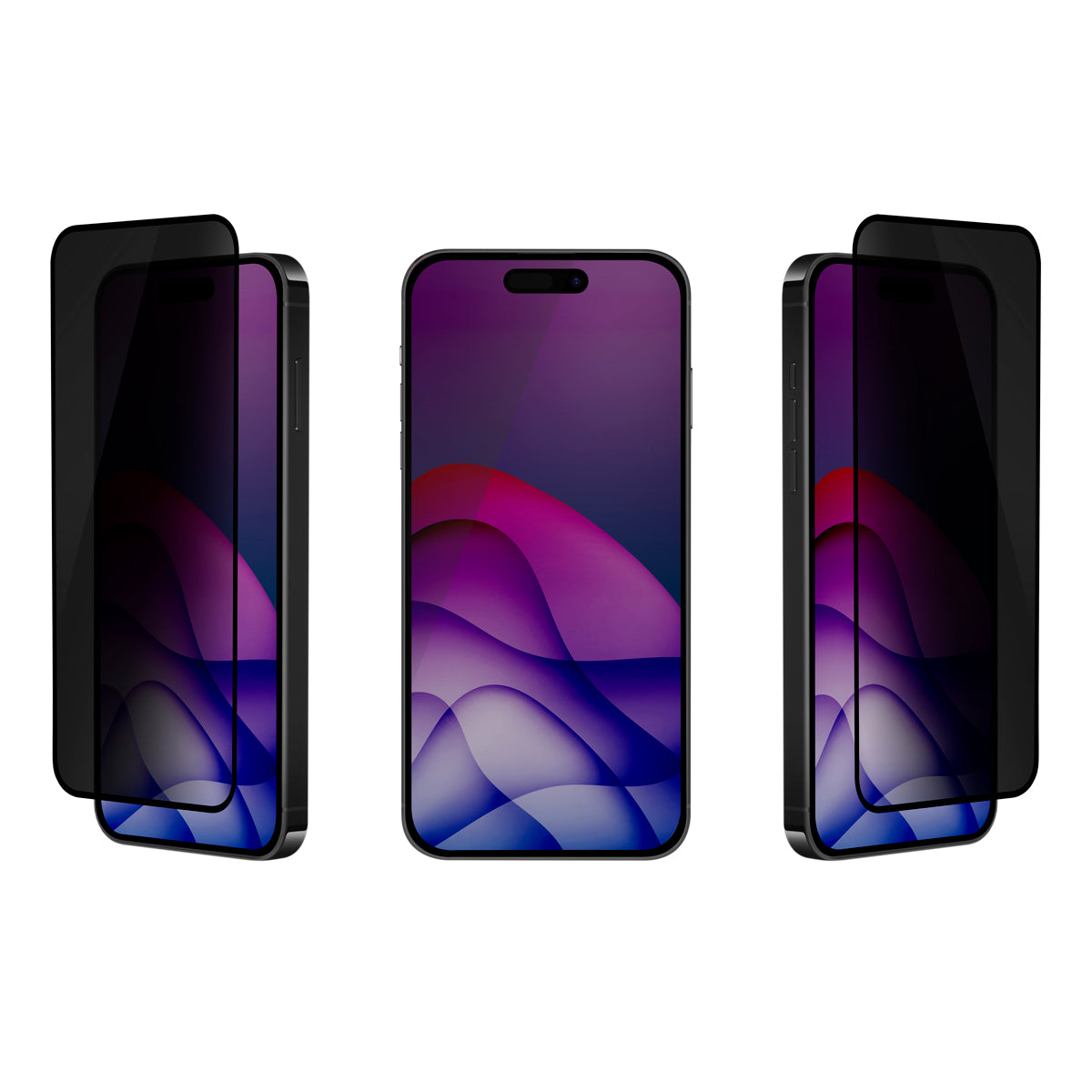 OptiGuard Eco Glass Privacy - Apple iPhone 16 Pro Screen Protector - Privacy Black, Different Angled View with Screen Protector applied on the Display of the Phone