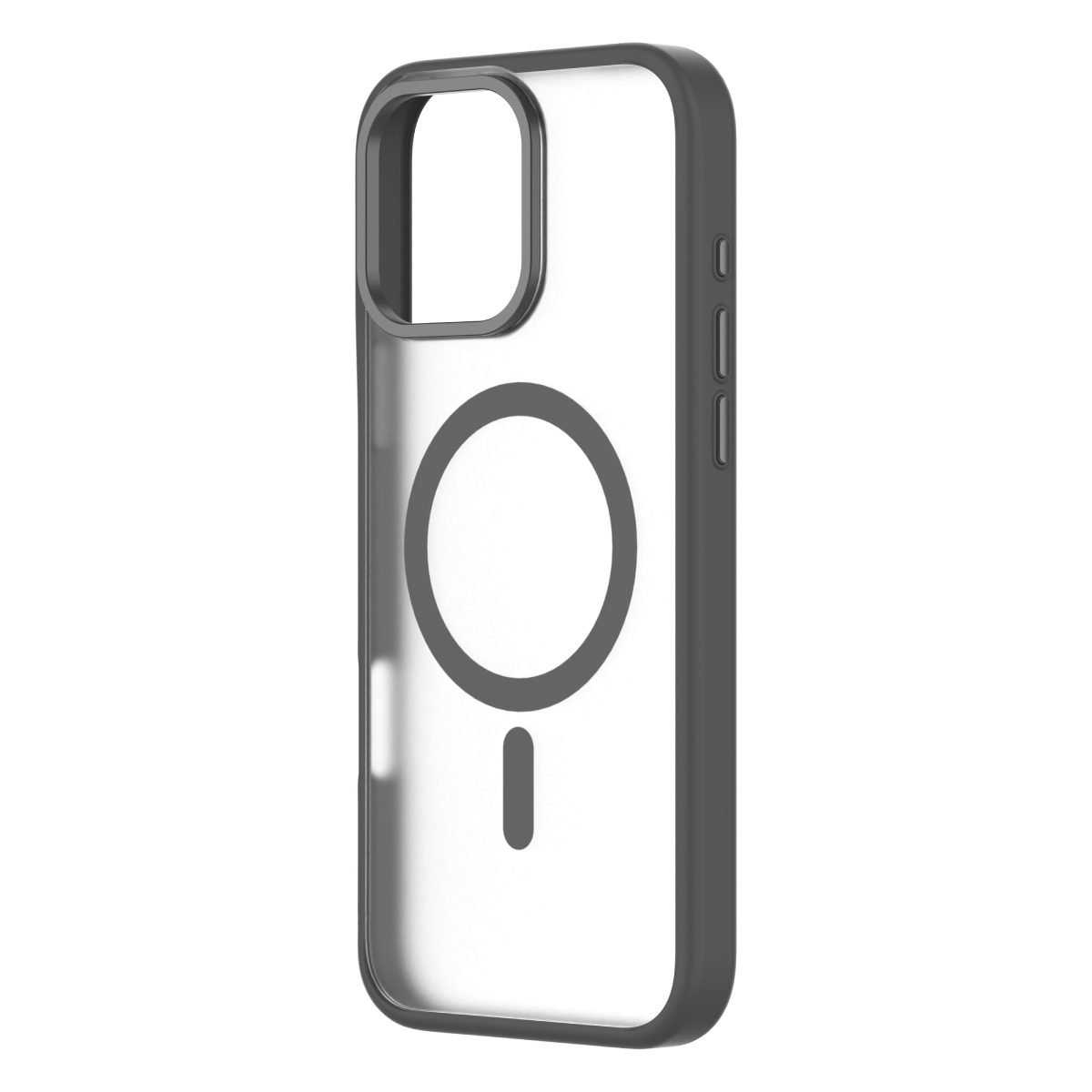 Hybrid Soft + Snap - Apple iPhone 16 Pro Max Case MagSafe Compatible - Clear Black Titanium, Angled Rear View Frosted Back Without Phone