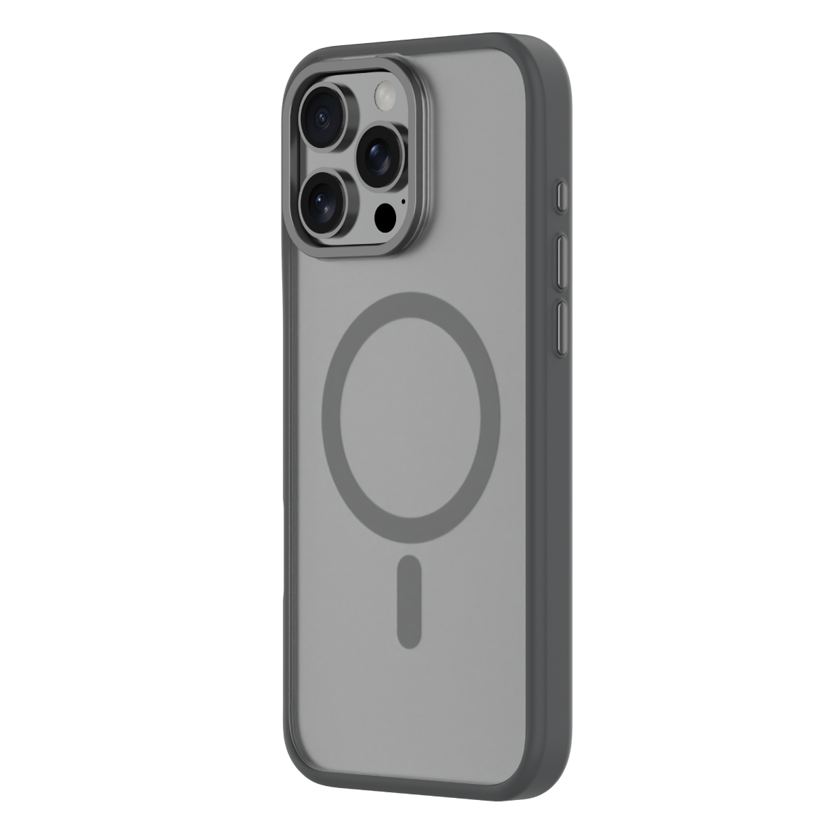 Hybrid Soft + Snap - Apple iPhone 16 Pro Max Case MagSafe Compatible - Clear Black Titanium, Angled Rear View Frosted Back with Phone