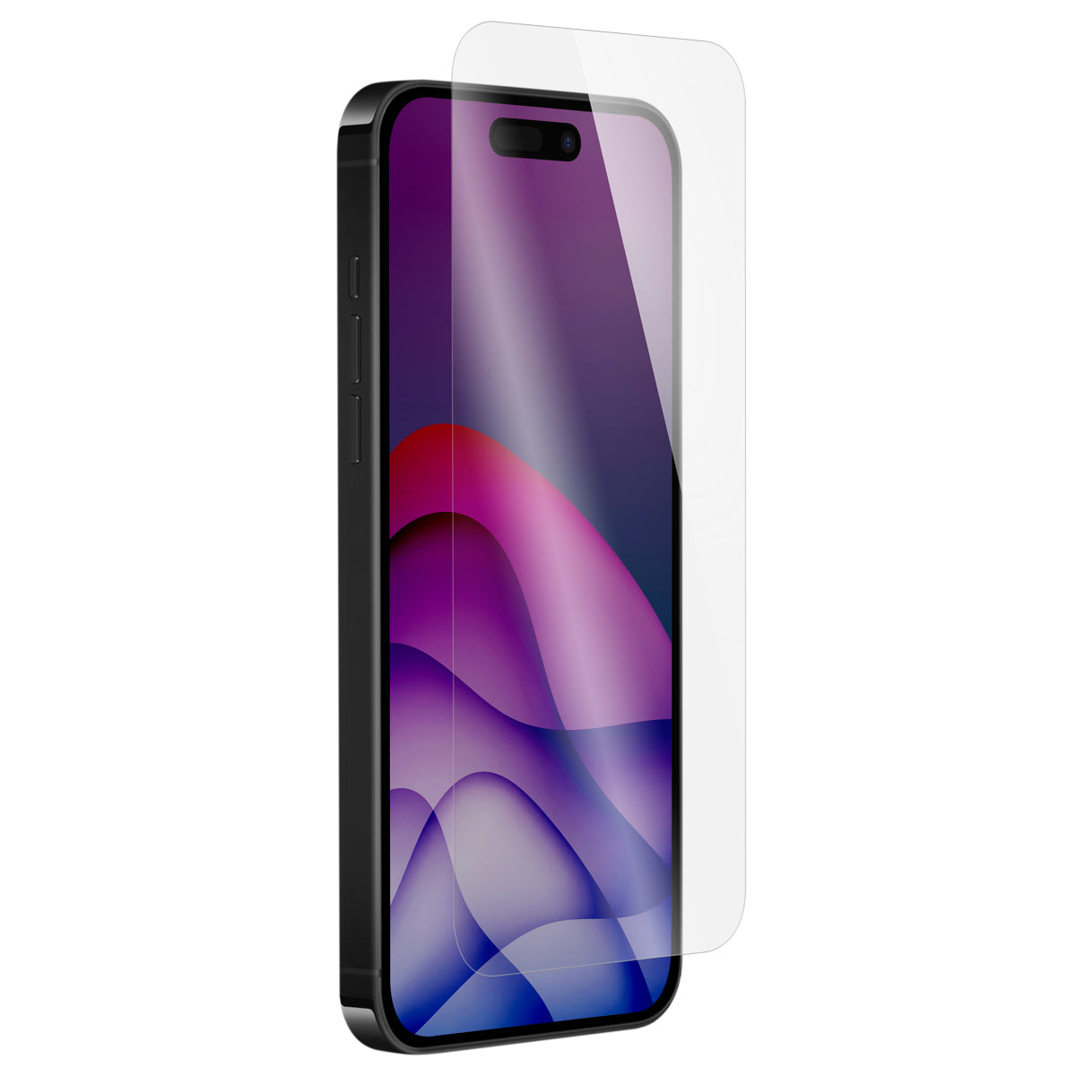 OptiGuard Eco Glass - Apple iPhone 16 Pro Max Screen Protector - Clear, Right Angled Front View with Screen Protector applied on the Display of the Phone