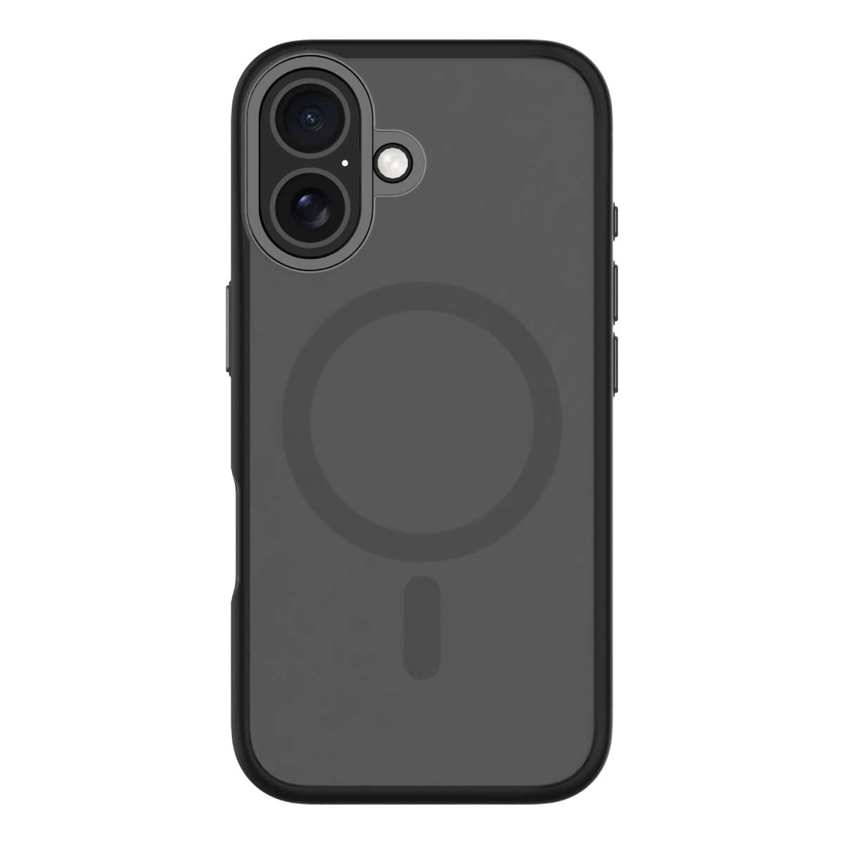 Hybrid Soft + Snap - Apple iPhone 16 Case MagSafe Compatible - Clear Black, Angled Rear View Frosted Back with Phone