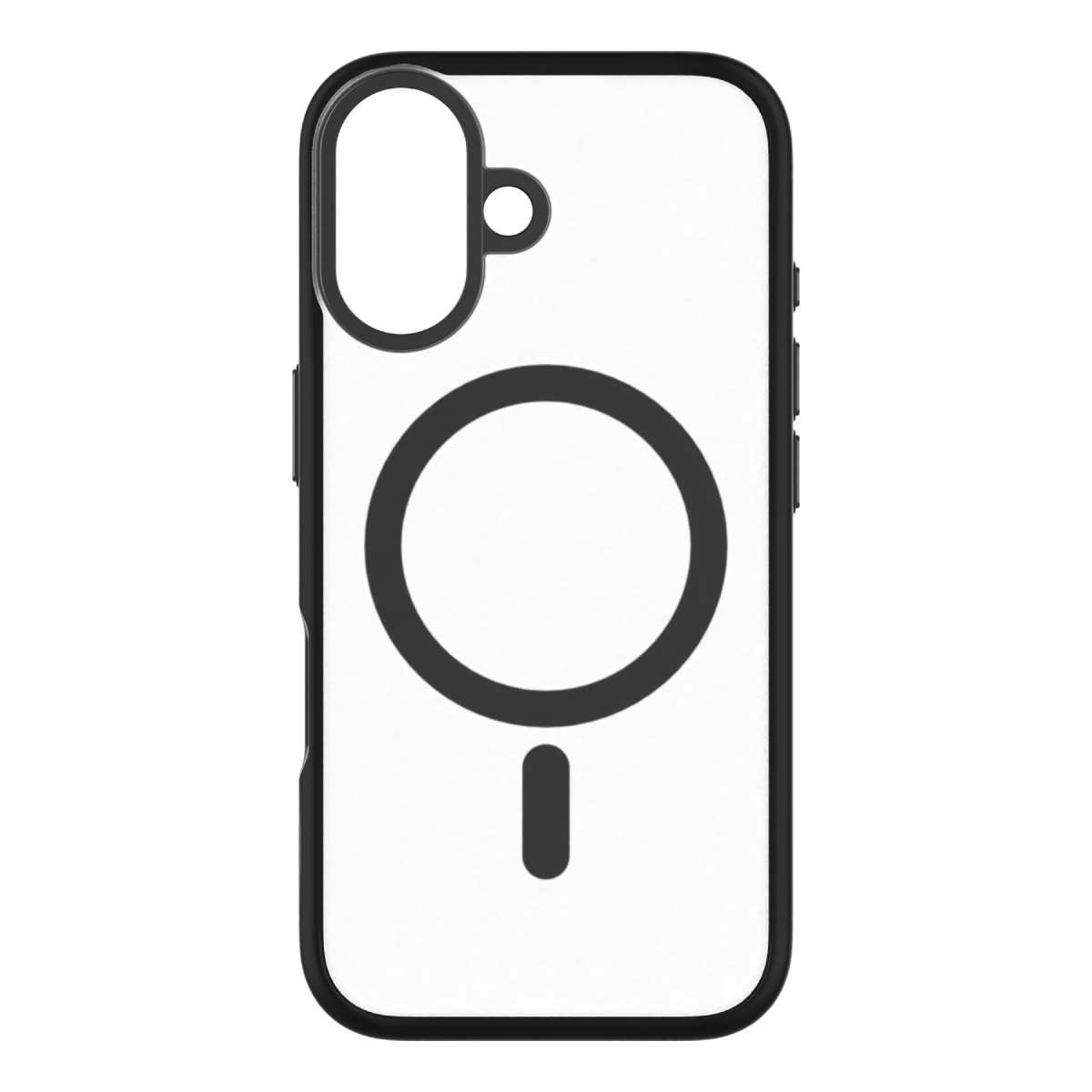 Hybrid Soft + Snap - Apple iPhone 16 Case MagSafe Compatible - Clear Black, Rear View Frosted Back Without Phone