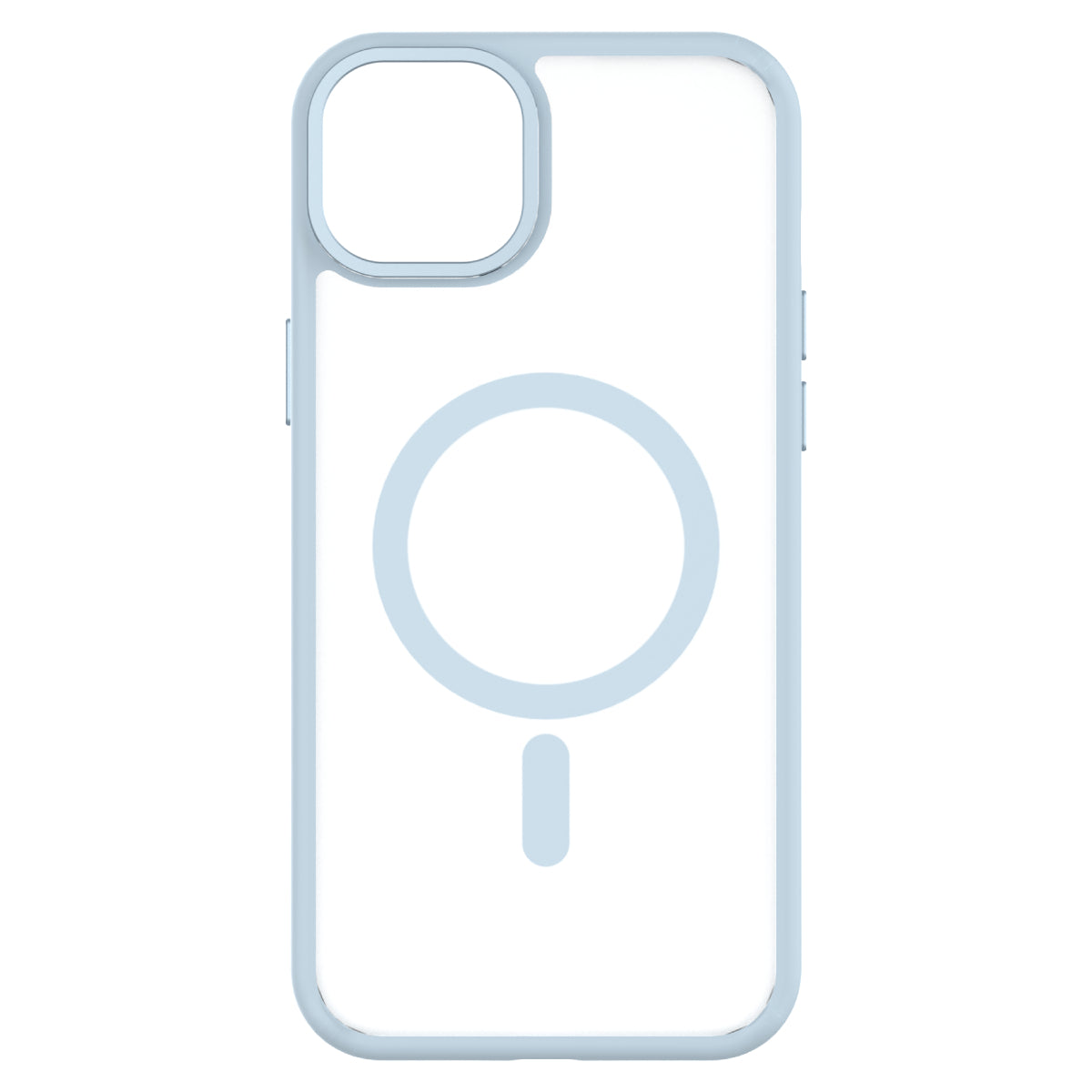 Hybrid Soft + Snap - Apple iPhone 15 Plus Case MagSafe Compatible - Clear Blue, Rear View Frosted Back Without Phone