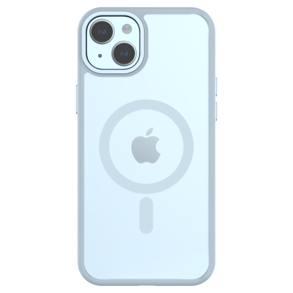Hybrid Soft + Snap - Apple iPhone 15 Plus Case MagSafe Compatible - Clear Blue, Rear View Frosted Back with Phone