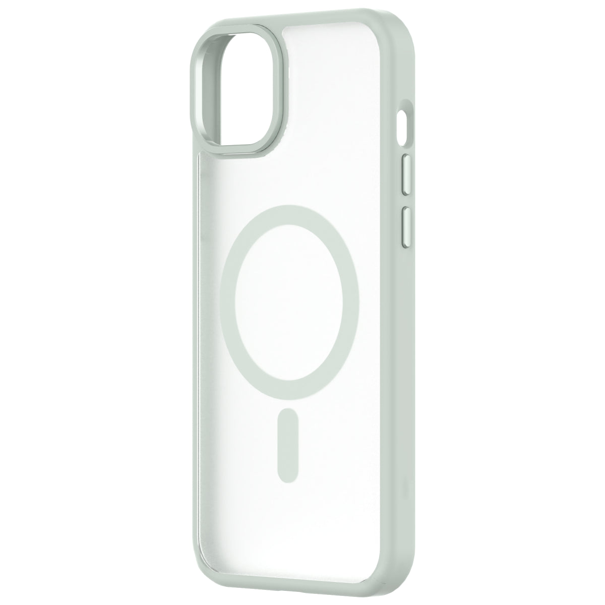Hybrid Soft + Snap - Apple iPhone 15 Plus Case MagSafe Compatible - Clear Green, Angled Rear View Frosted Back Without Phone