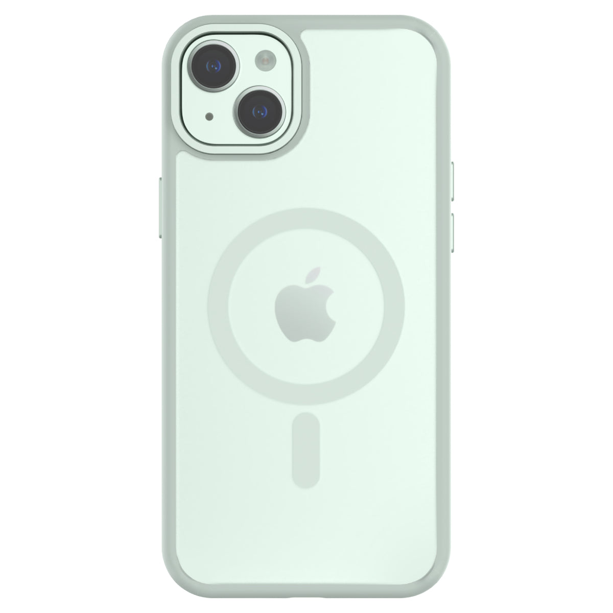 Hybrid Soft + Snap - Apple iPhone 15 Plus Case MagSafe Compatible - Clear Green, Rear View Frosted Back with Phone