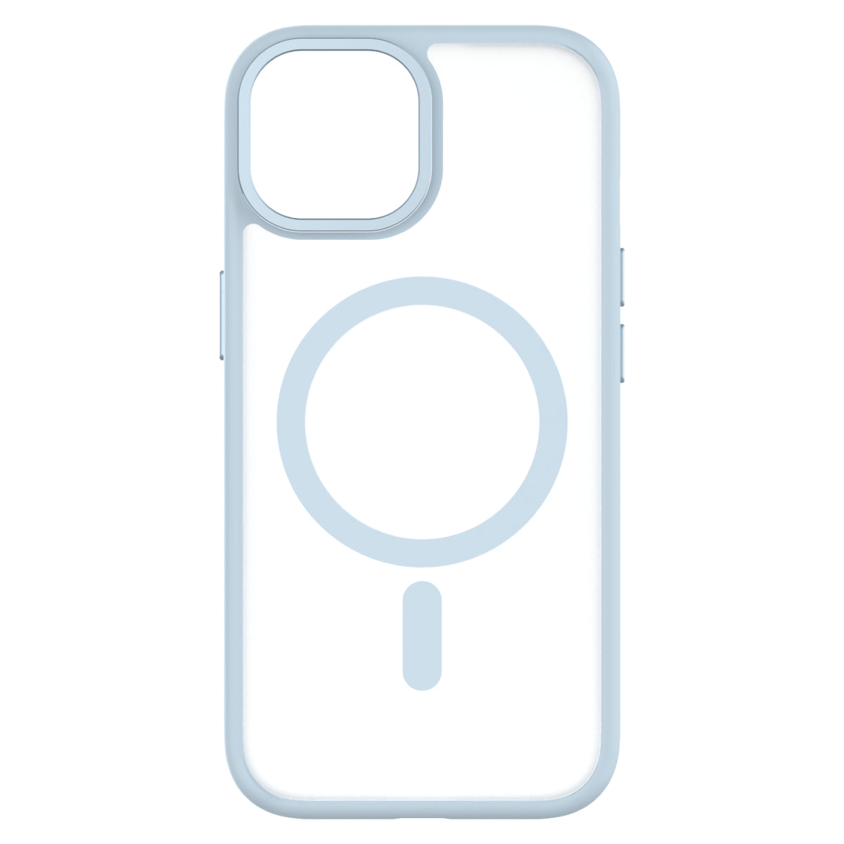 Hybrid Soft + Snap - Apple iPhone 15 Case MagSafe Compatible - Clear Blue, Rear View Frosted Back Without Phone