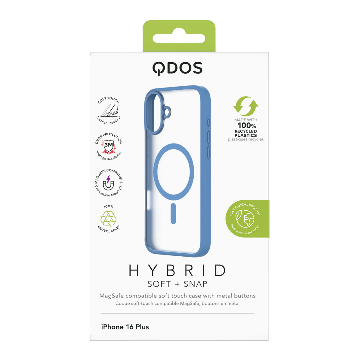 Hybrid Soft + Snap - Apple iPhone 16 Plus Case MagSafe Compatible - Clear Ultramarine, showcasing product packaging in white
