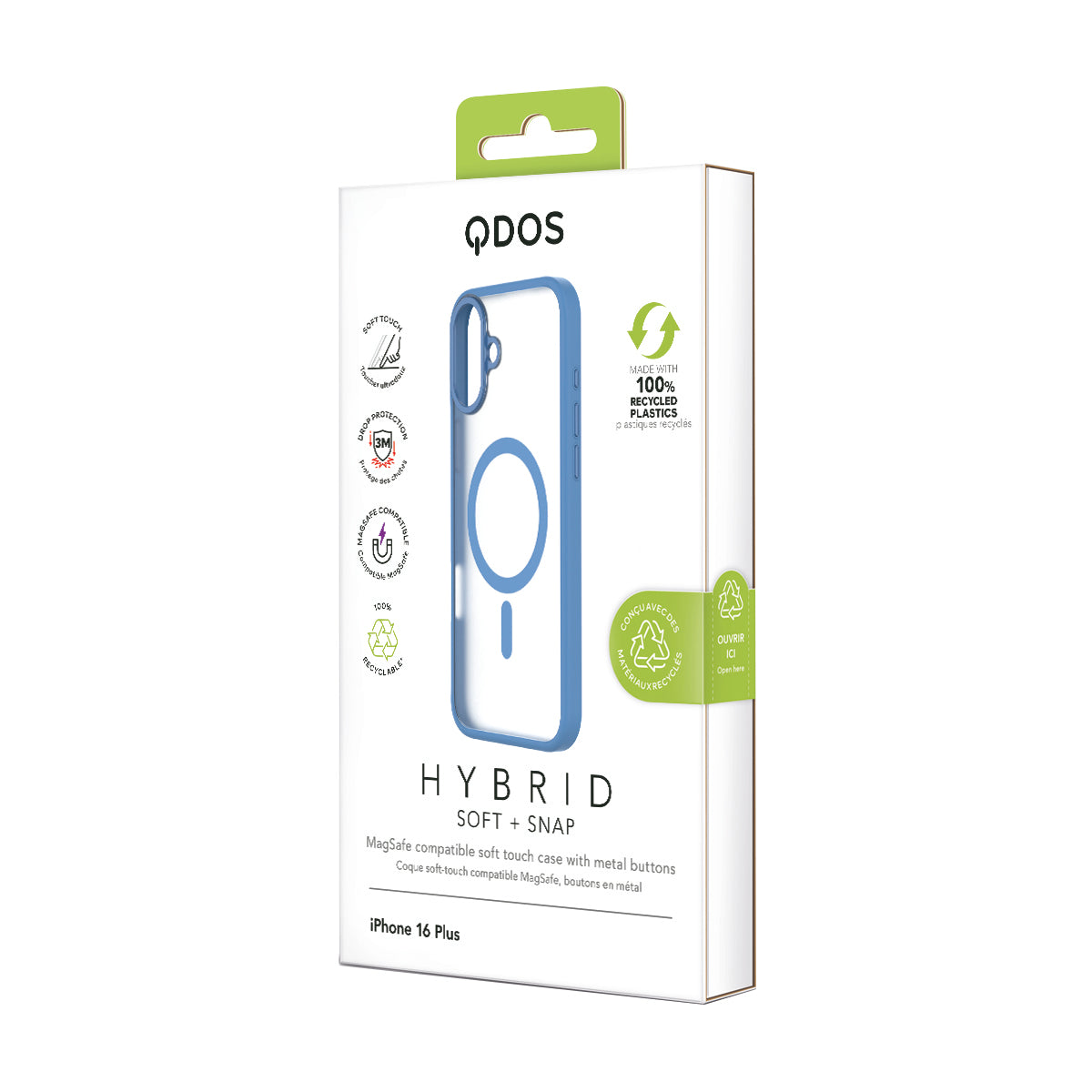 Hybrid Soft + Snap - Apple iPhone 16 Plus Case MagSafe Compatible - Clear Ultramarine, showcasing product packaging in white
