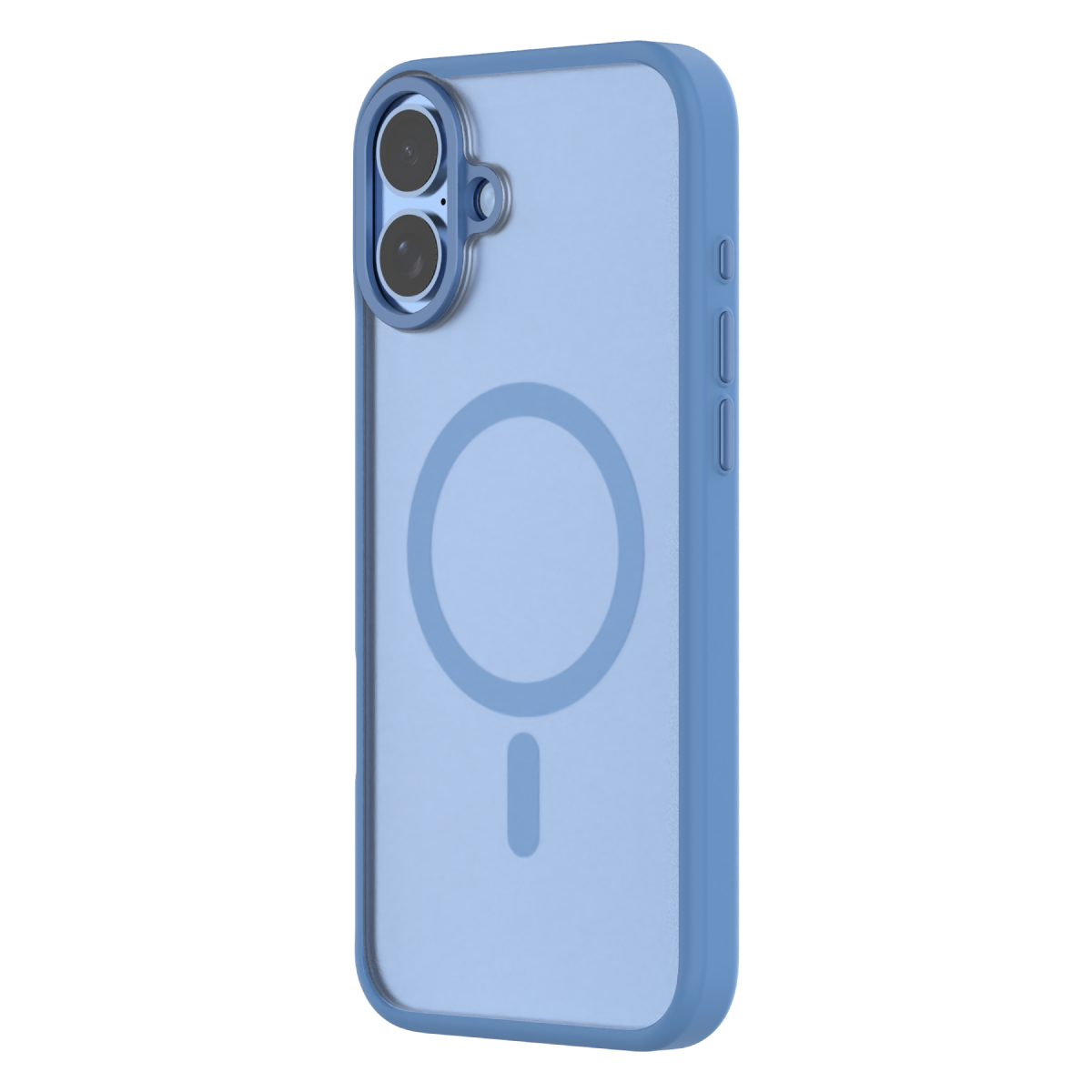 Hybrid Soft + Snap - Apple iPhone 16 Plus Case MagSafe Compatible - Clear Ultramarine, Angled Rear View Frosted Back with Phone