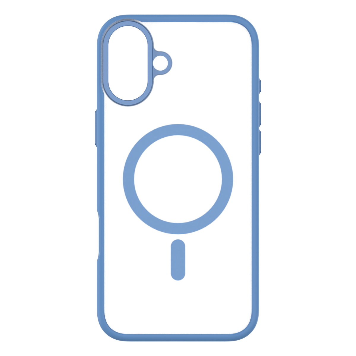 Hybrid Soft + Snap - Apple iPhone 16 Plus Case MagSafe Compatible - Clear Ultramarine, Rear View Frosted Back Without Phone