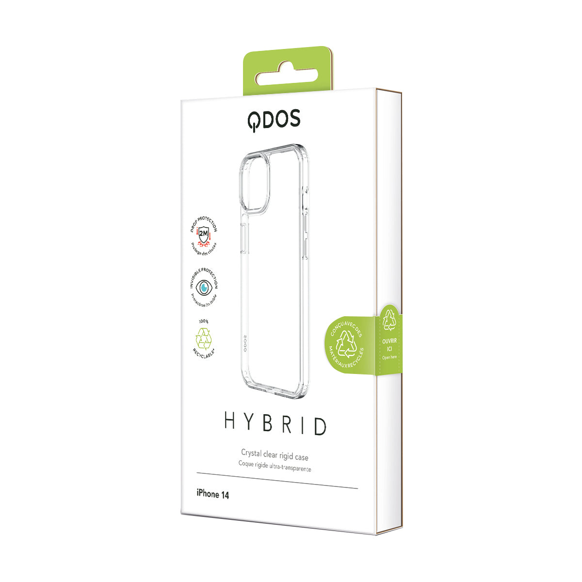 Hybrid - Apple iPhone 14, iPhone 13 - Clear, showcasing product packaging in white