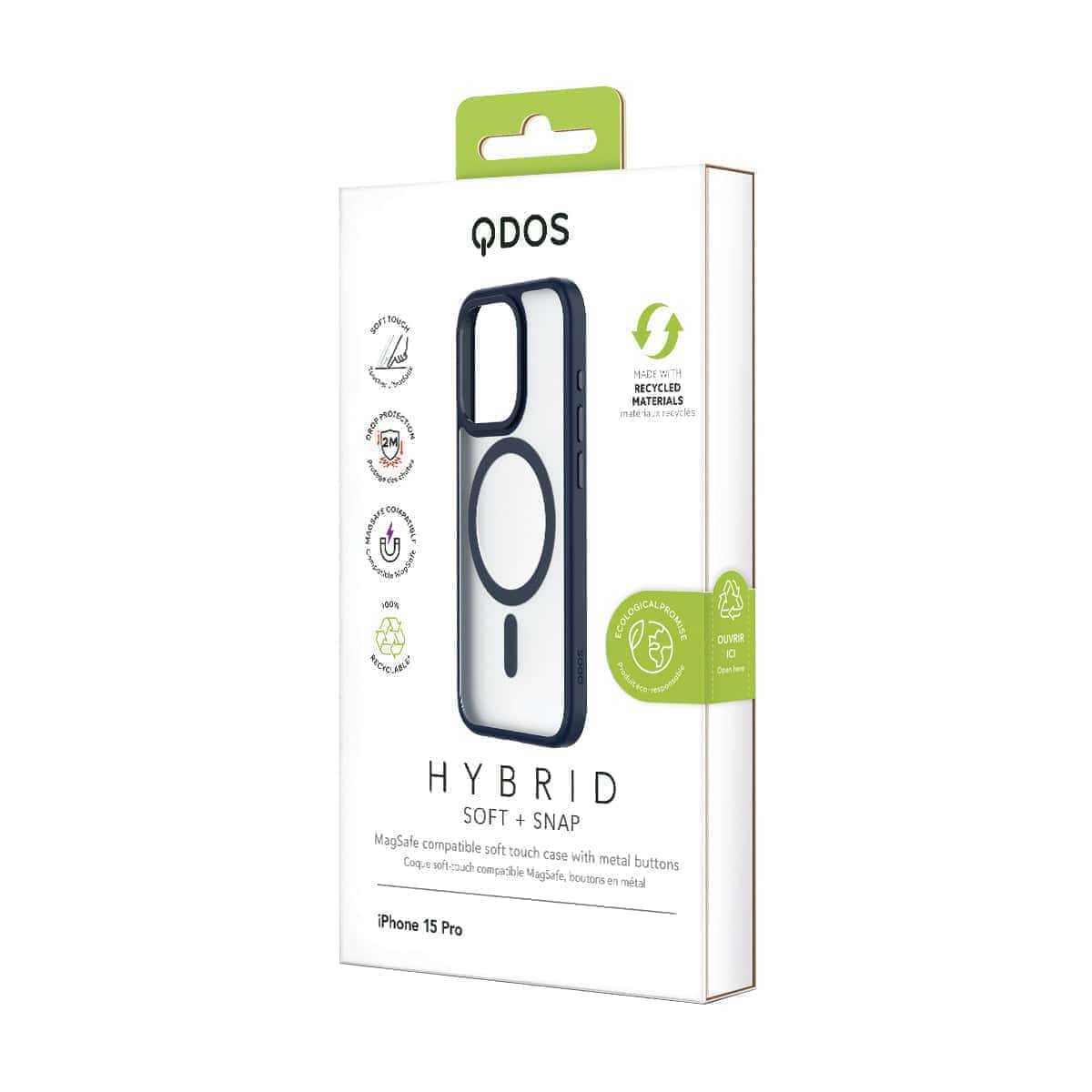 Hybrid Soft + Snap - Apple iPhone 15 Pro Case MagSafe Compatible - Clear Blue Titanium, showcasing product packaging in white