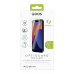 OptiGuard Eco Glass - Apple iPhone 15 Pro Max Screen Protector - Clear, showcasing product packaging in white