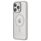 Hybrid Soft + Snap - Apple iPhone 15 Pro Max Case MagSafe Compatible - Clear Natural Titanium, Angled Rear View Frosted  Back with Phone
