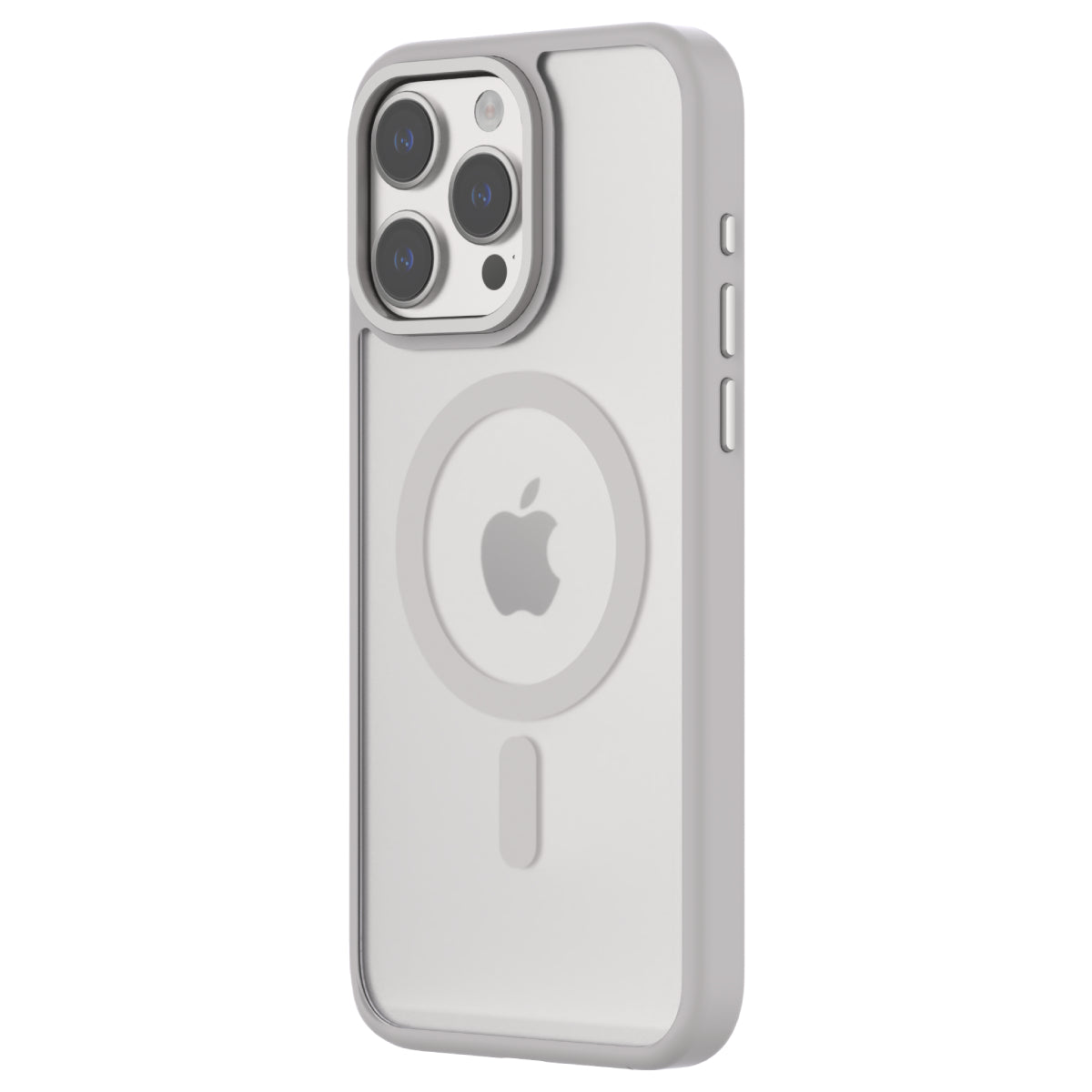 Hybrid Soft + Snap - Apple iPhone 15 Pro Max Case MagSafe Compatible - Clear Natural Titanium, Angled Rear View Frosted  Back with Phone