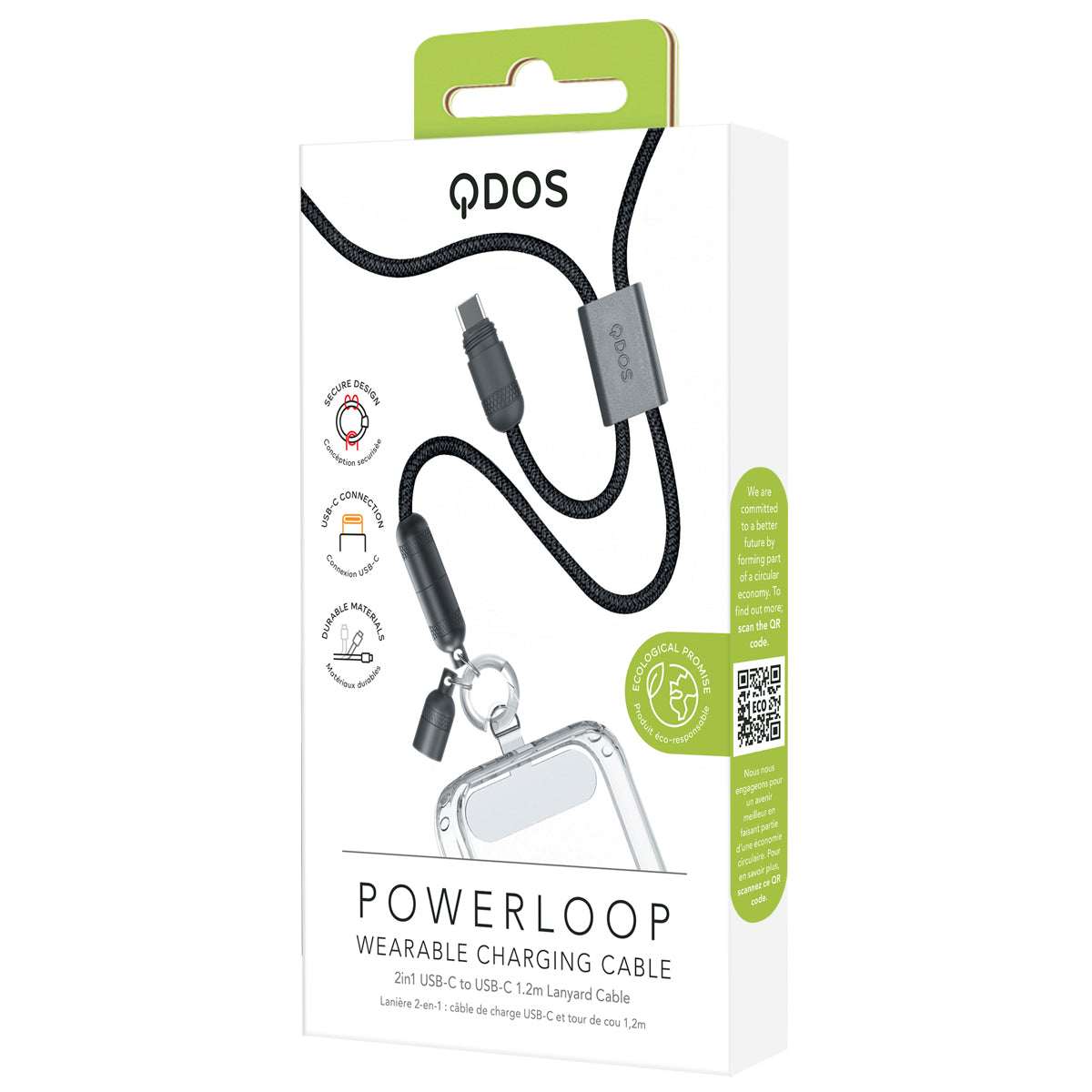 PowerLoop Lanyard - 2-in-1 Lanyard & USB-C Cable - Black