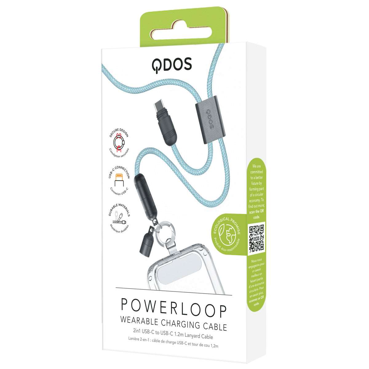 PowerLoop Lanyard - 2-in-1 Lanyard & USB-C Cable - Blue