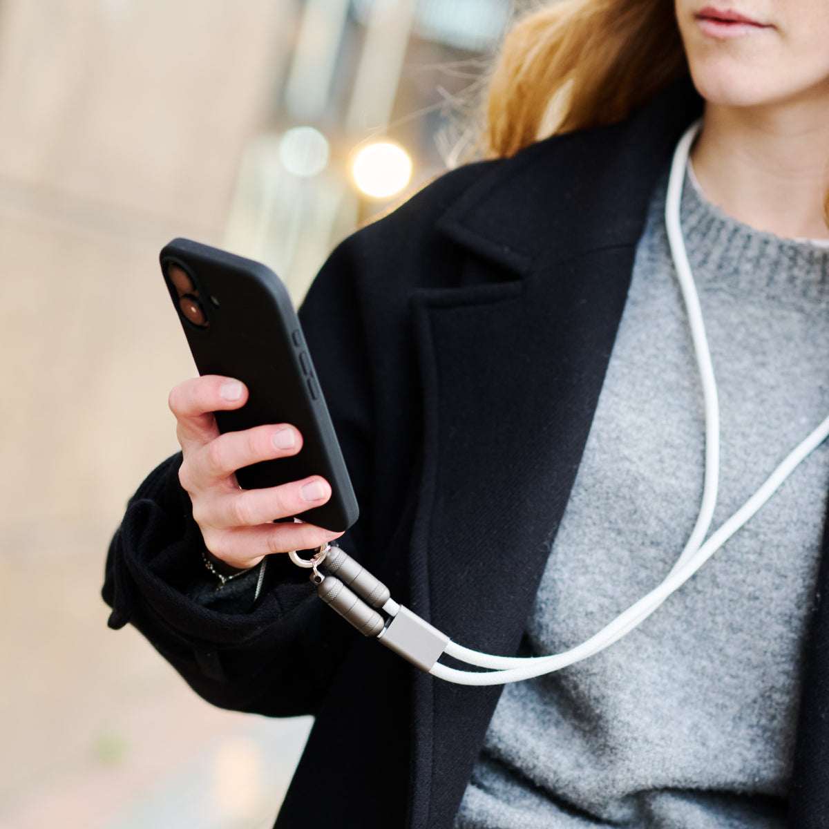 PowerLoop Lanyard - 2-in-1 Lanyard & USB-C Cable - White