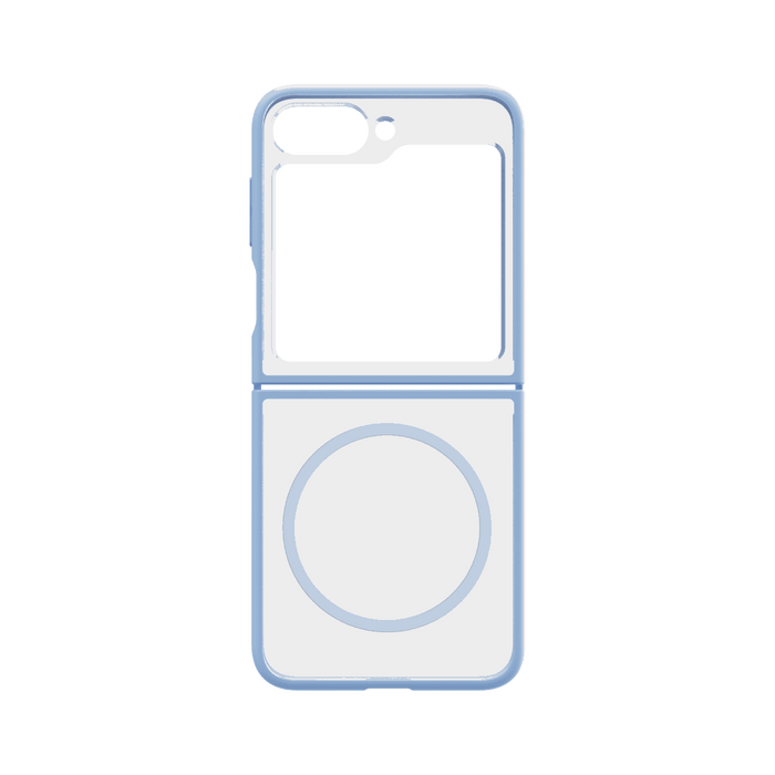 Hybrid Soft + Snap - Samsung Galaxy Z Flip6 Case Qi Compatible - Clear / Blue