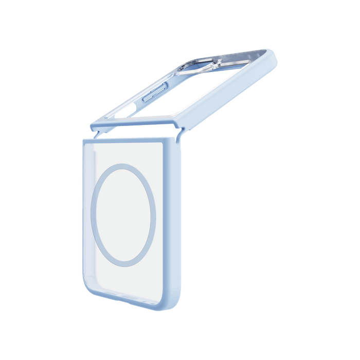 Hybrid Soft + Snap - Samsung Galaxy Z Flip6 Case Qi Compatible - Clear / Blue