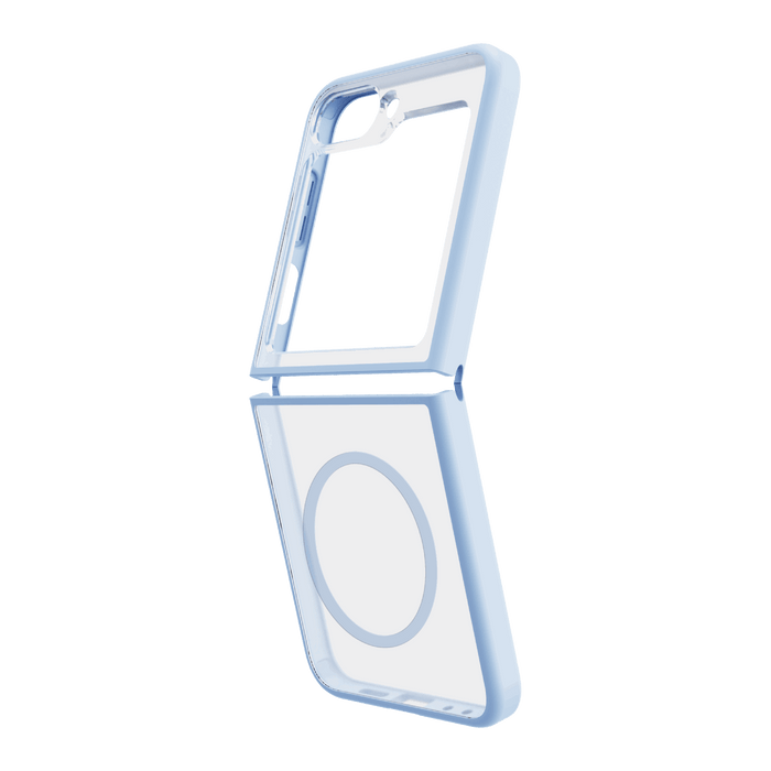 Hybrid Soft + Snap - Samsung Galaxy Z Flip6 Case Qi Compatible - Clear / Blue