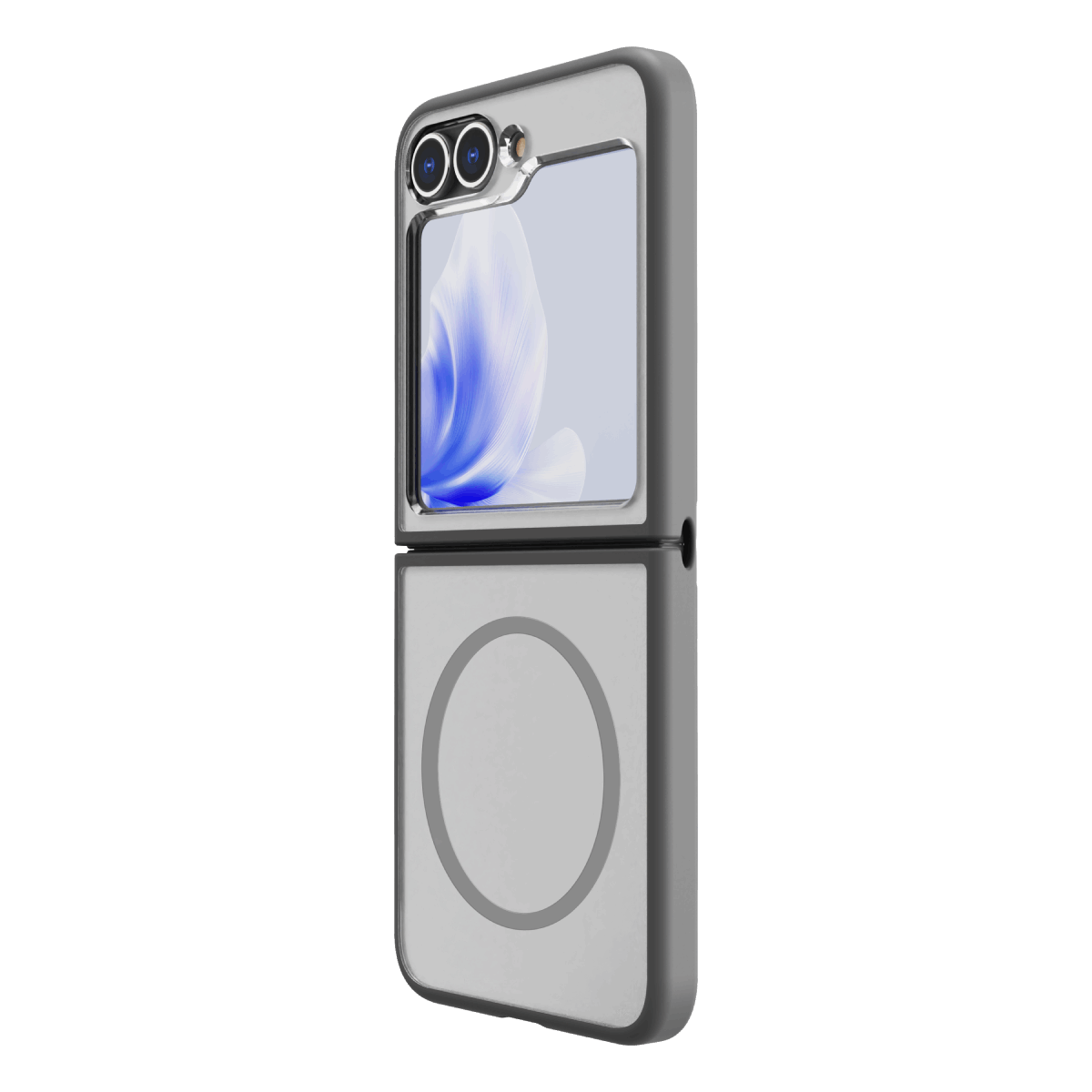 Hybrid Soft + Snap - Samsung Galaxy Z Flip6 Case Qi Compatible - Clear / Grey