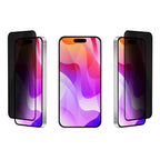 OptiGuard Eco Glass Privacy - Apple iPhone 16 Plus, iPhone 15 Plus Screen Protector - Privacy Black, Different Angled View with Screen Protector applied on the Display of the Phone