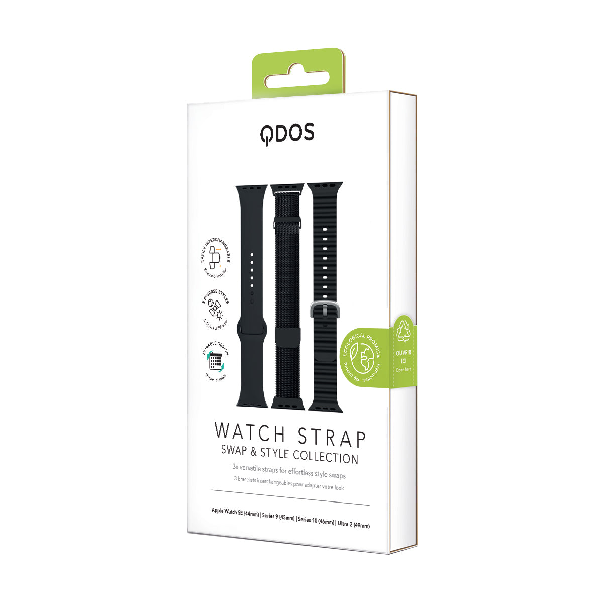 Apple Watch Strap Bundle - Apple Watch Ultra 2 (49mm) | Series 10 (46mm) | Series 9 (45mm) | SE (44mm) - Black