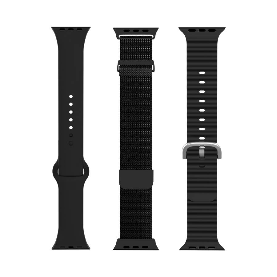 Apple Watch Strap Bundle - Apple Watch Ultra 3 | 2 (49mm) | Series 11 | 10 (46mm) | Series 9 (45mm) | SE 3 | SE 2 | SE (44mm) - Black