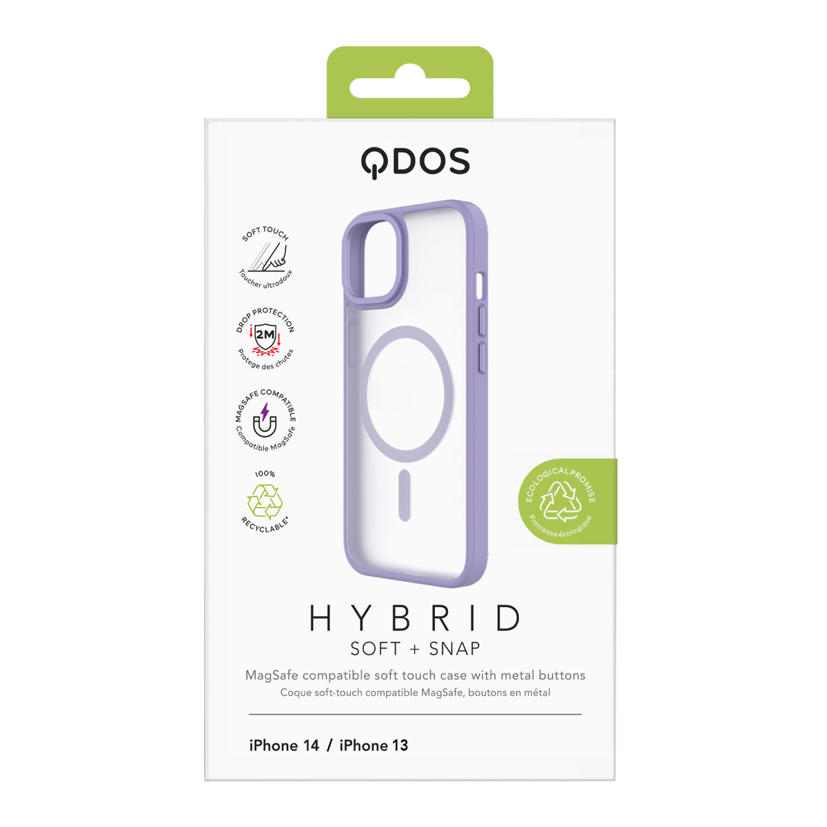 Hybrid Soft + Snap - iPhone 14 | iPhone 13 Case MagSafe Compatible - Clear / Lavender