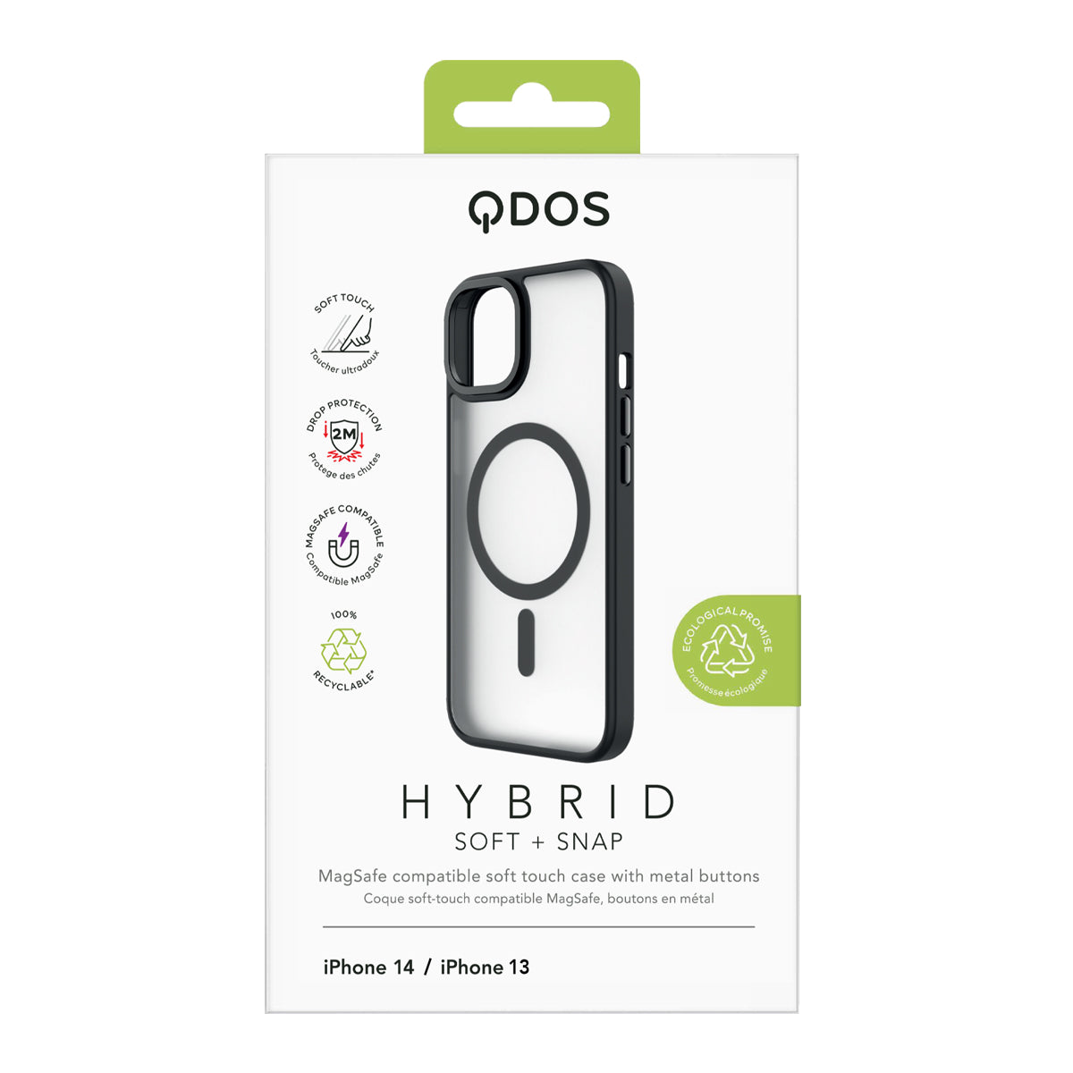 Hybrid Soft + Snap - iPhone 14 / iPhone 13 Case MagSafe Compatible - Clear / Midnight