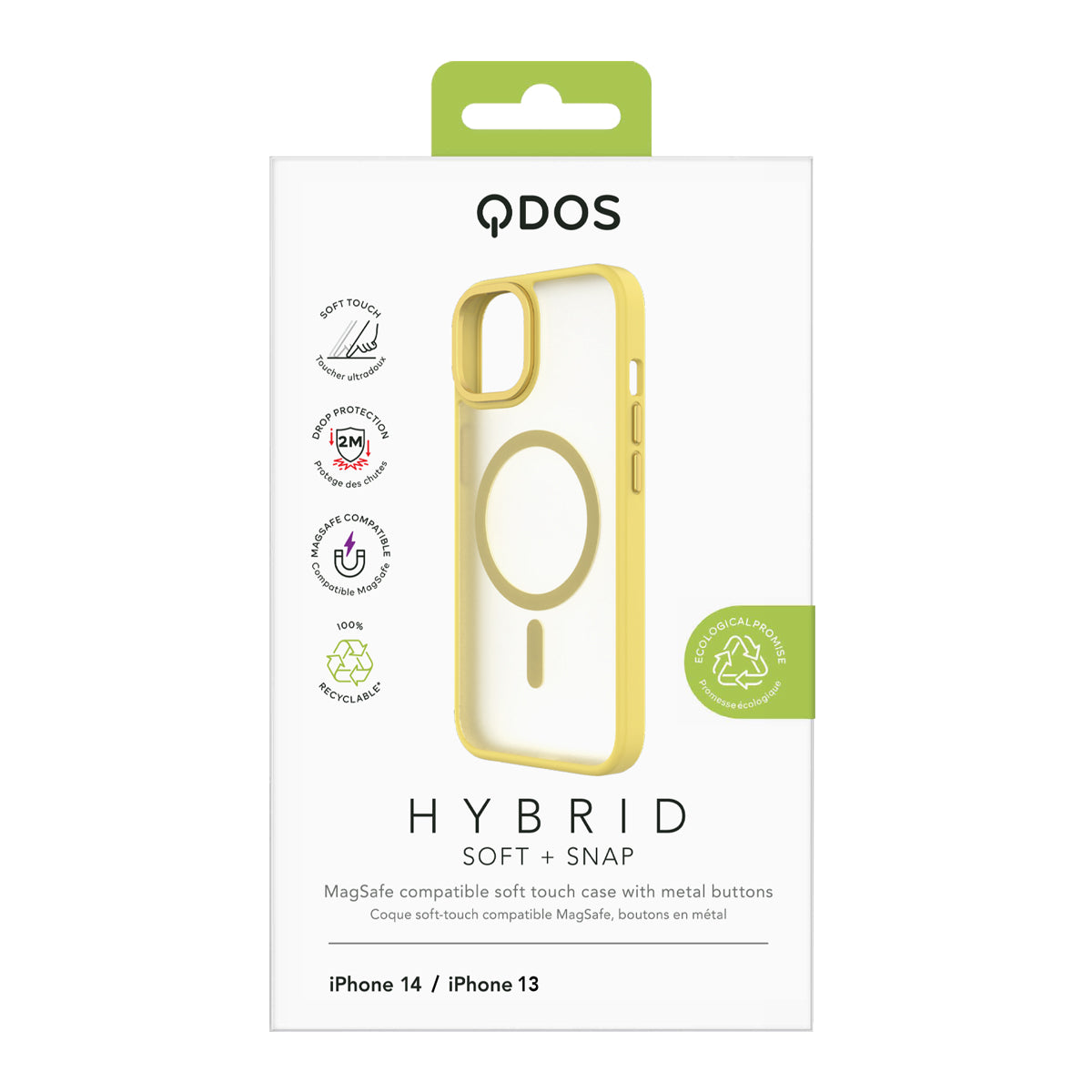 Hybrid Soft + Snap - iPhone 14 / iPhone 13 Case MagSafe Compatible - Clear / Yellow