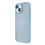 Hybrid Soft + Snap - Apple iPhone 14, iPhone 13 Case MagSafe Compatible - Clear Baby Blue, Angled Rear View Frosted  Back with Phone