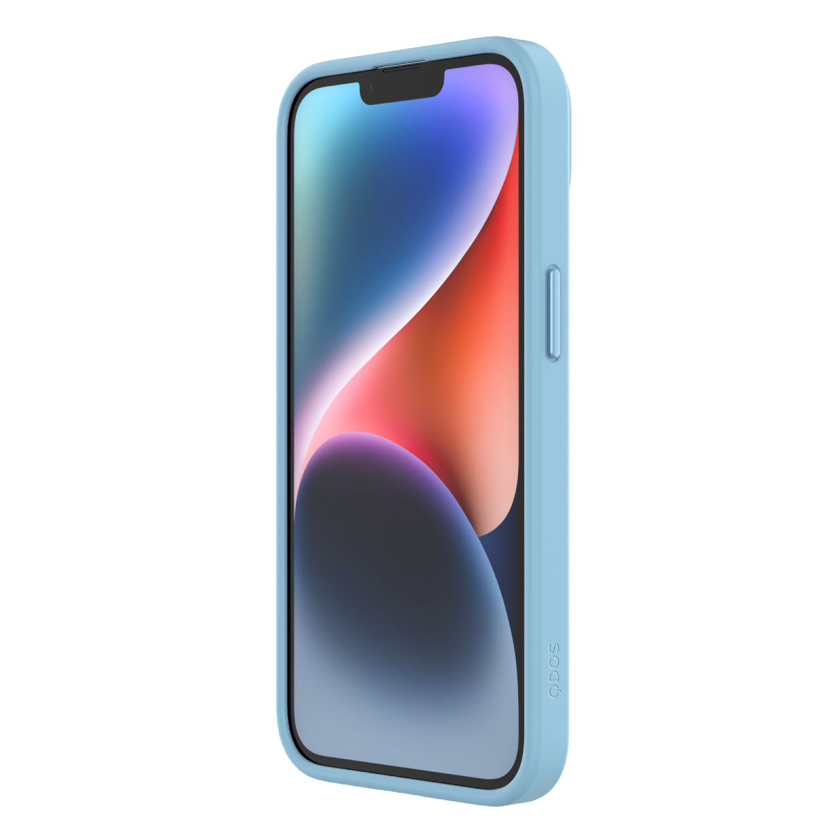 Hybrid Soft + Snap - Apple iPhone 14, iPhone 13 Case MagSafe Compatible - Clear Baby Blue, Angled Front View with Phone and Screen Display On