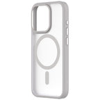 Hybrid Soft + Snap - Apple iPhone 15 Pro Max Case MagSafe Compatible - Clear Natural Titanium, Angled Rear View Frosted  Back Without Phone