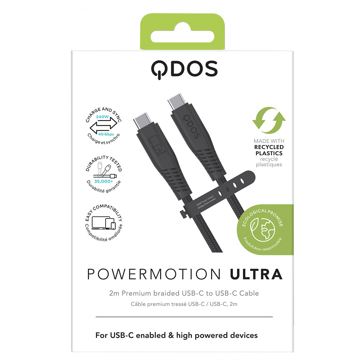 PowerMotion Ultra - USB-C to USB-C Cable (USB 4.0, 2m) - Black