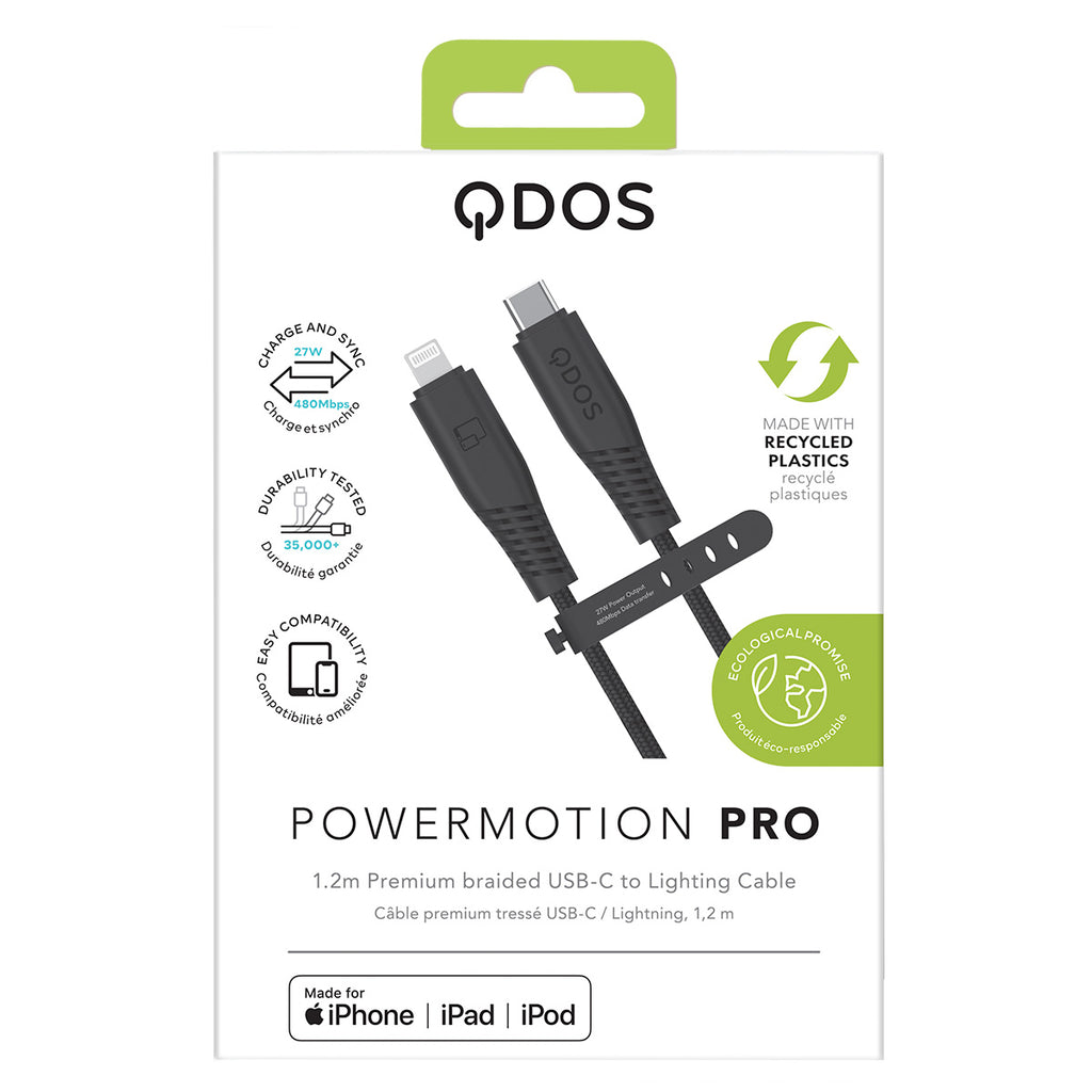 PowerMotion Pro - USB-C to MFI Cable (USB 2.0, 1.2m) - Black