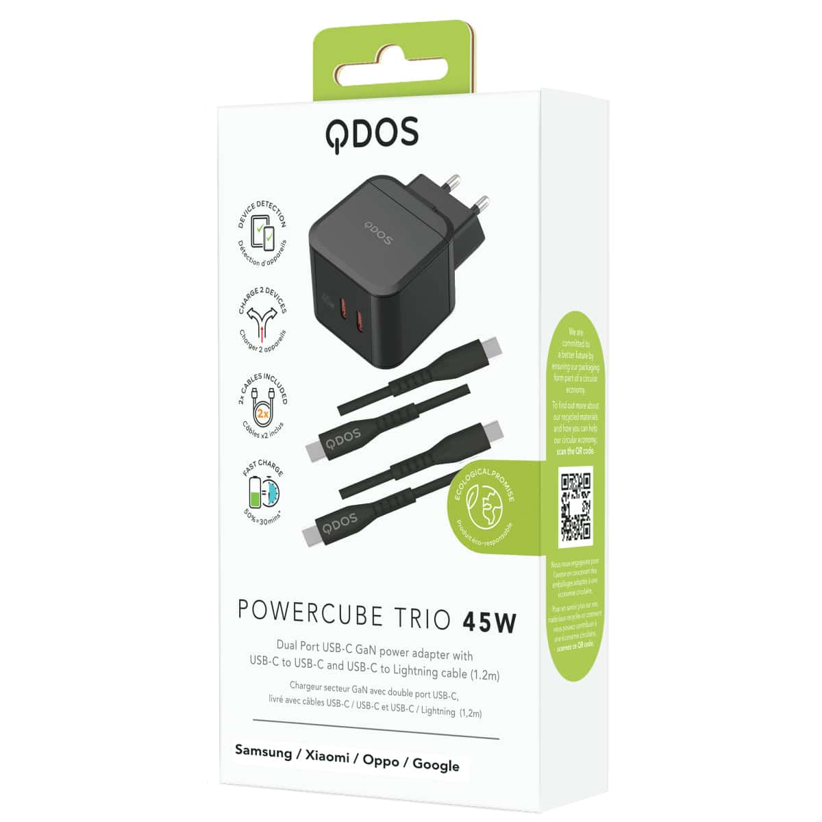 PowerCube TRIO 45W Power Adapter (EU Plug) - Black