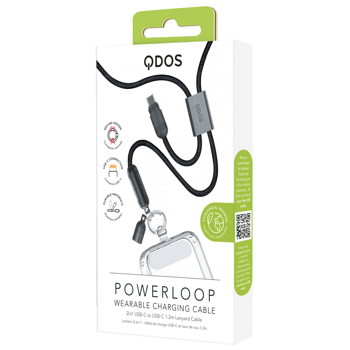 PowerLoop Lanyard - 2-in-1 Lanyard & USB-C Cable - Black