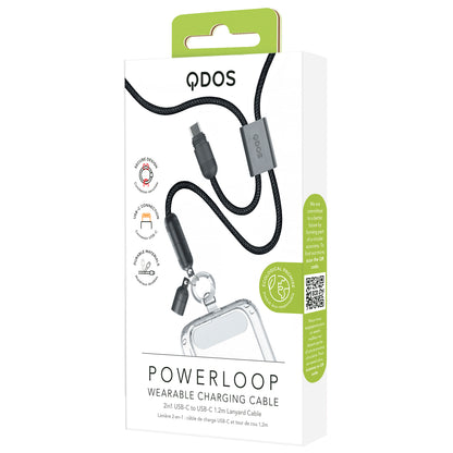 PowerLoop Lanyard - 2-in-1 Lanyard & USB-C Cable - Black
