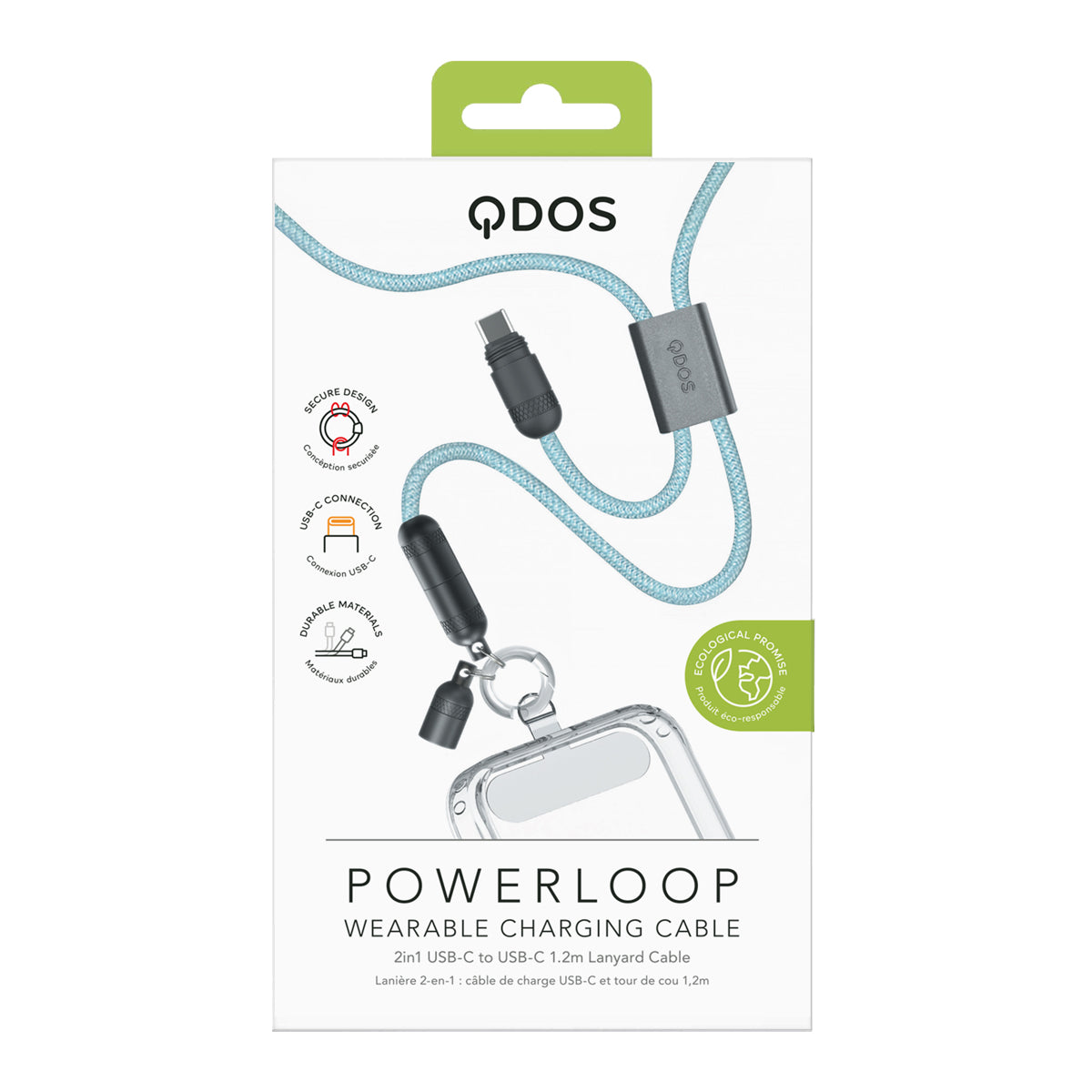 PowerLoop Lanyard - 2-in-1 Lanyard & USB-C Cable - Blue