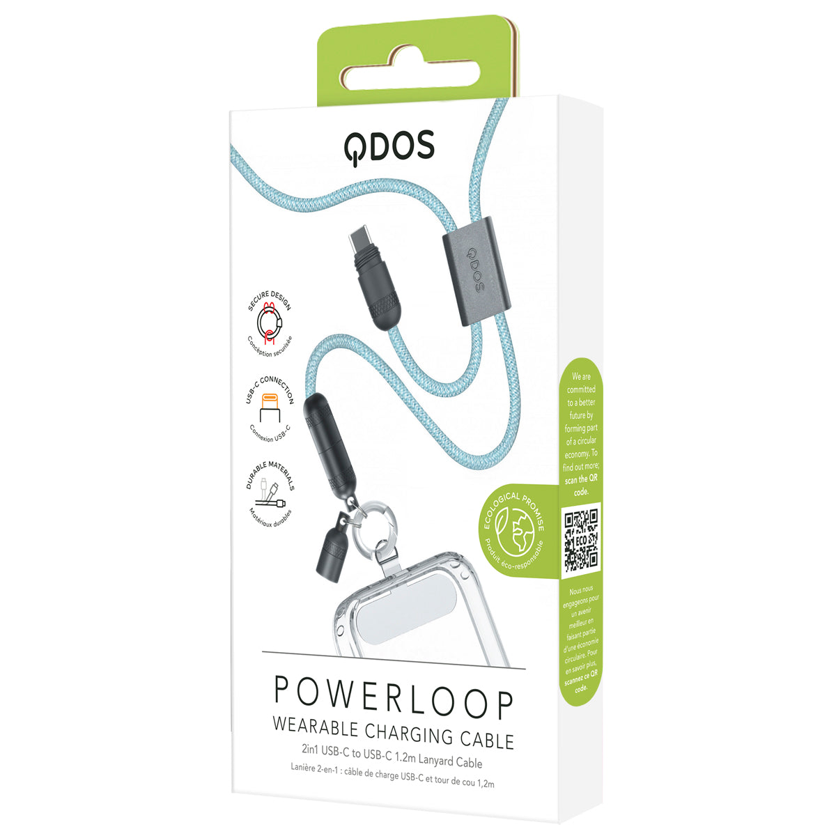 PowerLoop Lanyard - 2-in-1 Lanyard & USB-C Cable - Blue