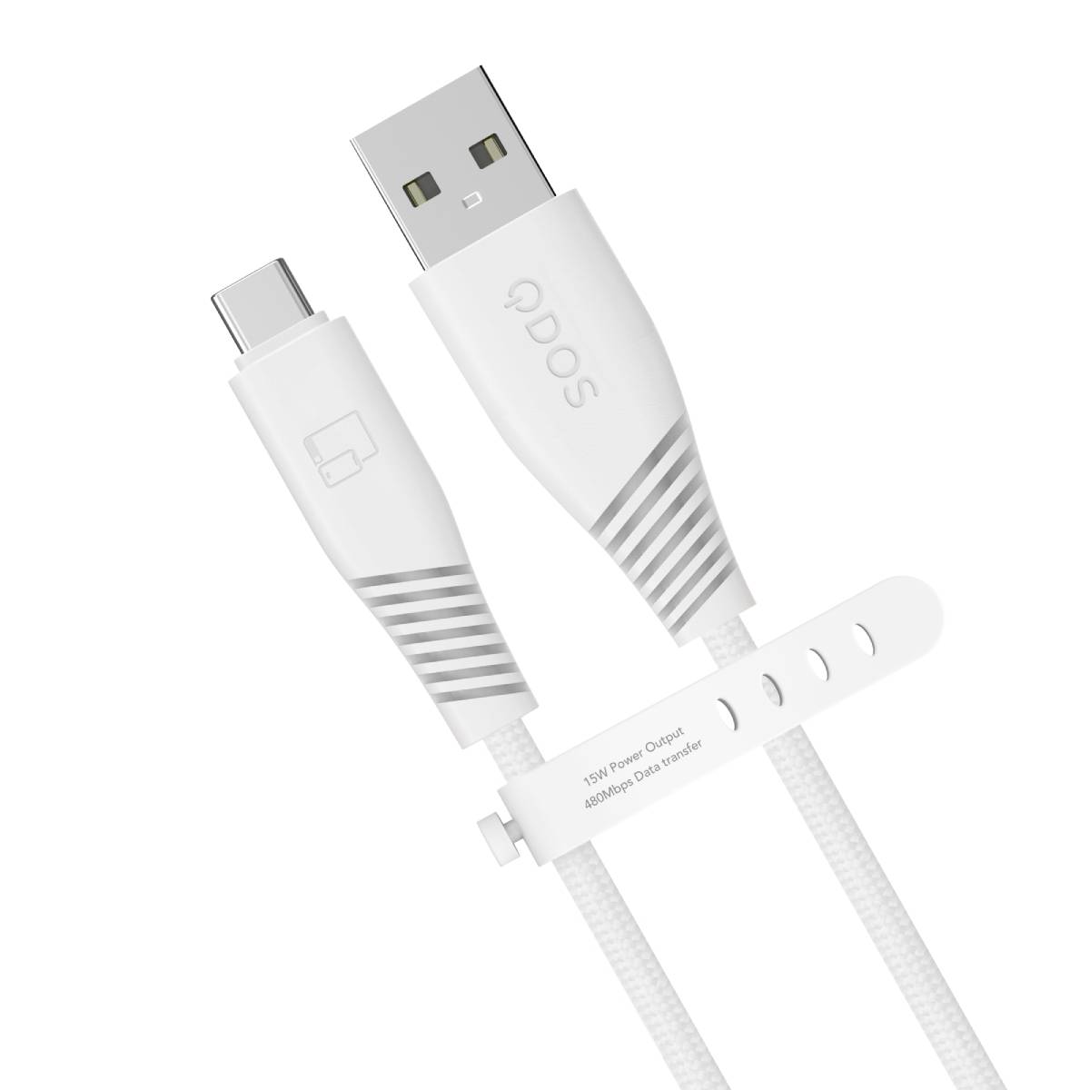 PowerMotion Pro - USB-A to USB-C Cable (USB 2.0, 1.2m) - White